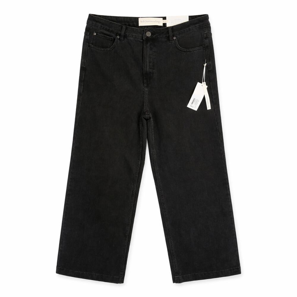 Soft Surroundings Jeans Womens 12 Black Wide Leg High Rise Stretch Neutral NWT